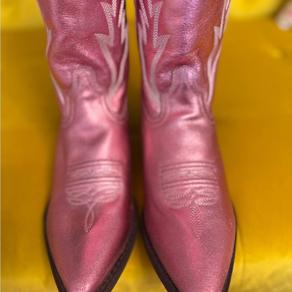 Southern Fried Chics Just‎ Call Dolly Pink Metallic Western Boots Size 9.5 NWT - Picture 12 of 16